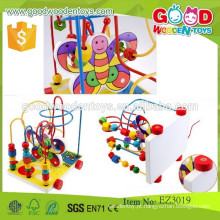 Mais novos brinquedos pré-escolares de madeira para crianças brinquedos de contas brinquedos de borracha coloridos OEM EZ3019